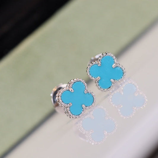 [Angela Jewellery]CLOVER MINI TURQUOISE SILVER STUD EARRINGS