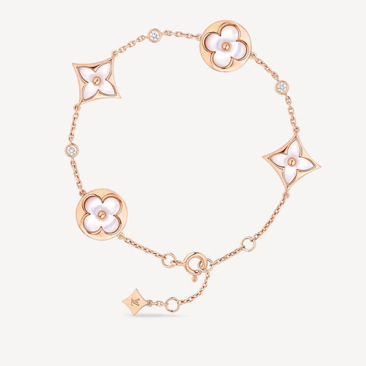 [Angela Jewellery]STAR AND SUN 4 MOTIF WHITE MOP PINK GOLD BRACELET