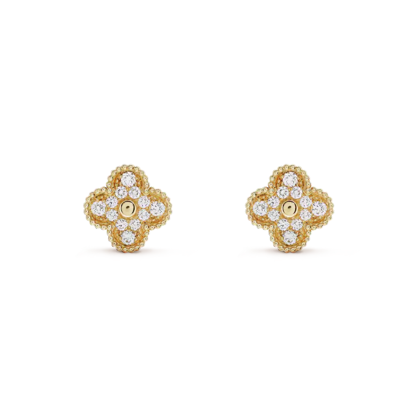 [Angela Jewellery]CLOVER MEDIUM 1 MOTIFS FUll DIAMOND EARRINGS