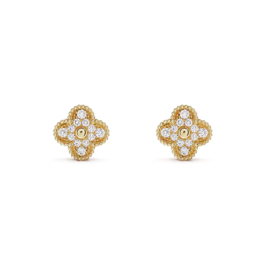 [Angela Jewellery]CLOVER MEDIUM 1 MOTIFS FUll DIAMOND EARRINGS