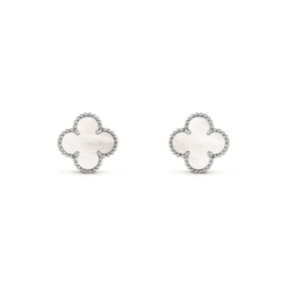 [Angela Jewellery]CLOVER MEDIUM 1 MOTIFS  WHITE MOP EARRINGS SILVER