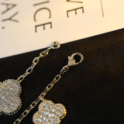 [Angela Jewellery]CLOVER BRACELET 5 MOTIF SILVER DIAMOND PAVED