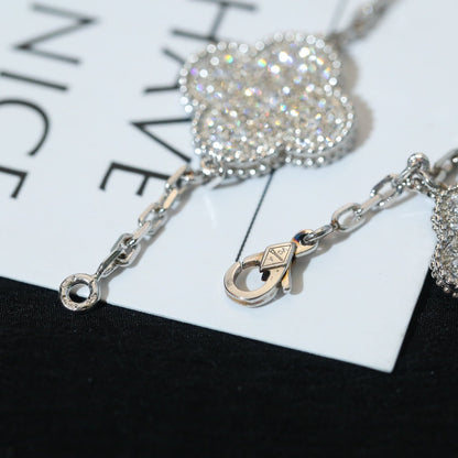 [Angela Jewellery]CLOVER BRACELET 5 MOTIF SILVER DIAMOND PAVED