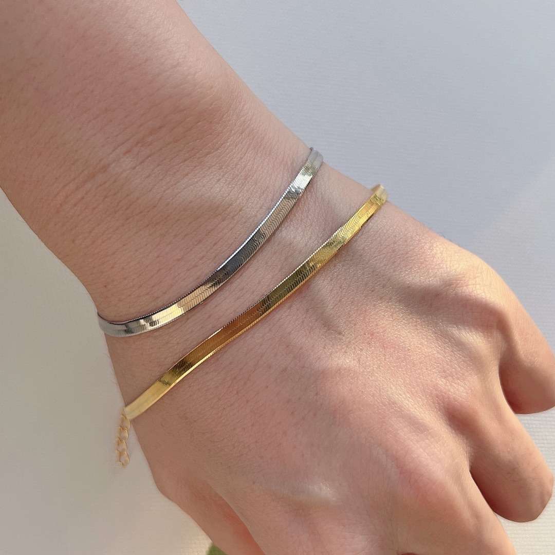 Angela Jewelry]Flat Snake Bone Chain Blade Necklace