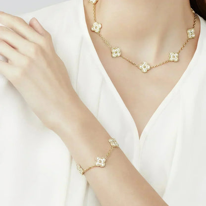 [Angela Jewellery]CLOVER 5 MOTIFS  FULL DIAMOND BRACELET