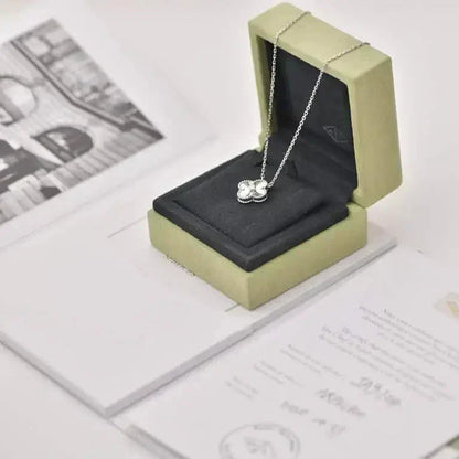 [Angela Jewellery]CLOVER  15MM DIAMOND LASER NECKLACE SILVER