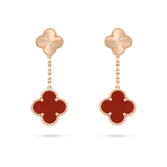 [Angela Jewellery]CLOVER 2 MOTIF  LASER CARNELIAN EARRINGS