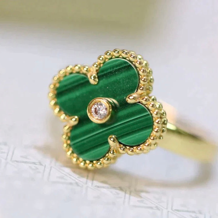[Angela Jewellery]CLOVER MALACHITE RING GOLD DIAMOND