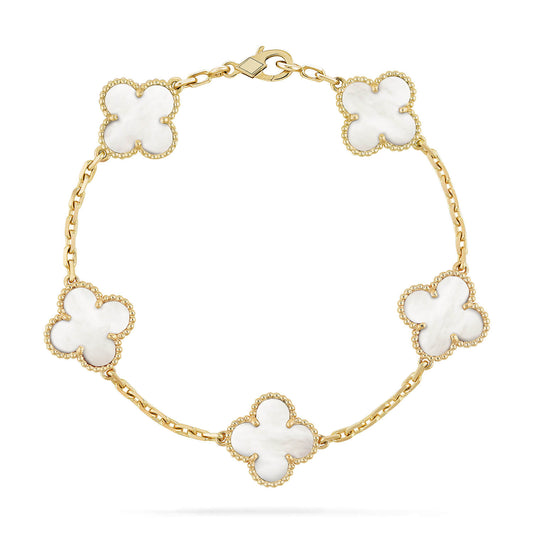 [Angela Jewellery]CLOVER  5 MOTIF WHITE MOP BRACELET