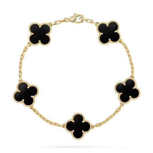 [Angela Jewellery]CLOVER  5 MOTIFS BLACK ONYX BRACELET