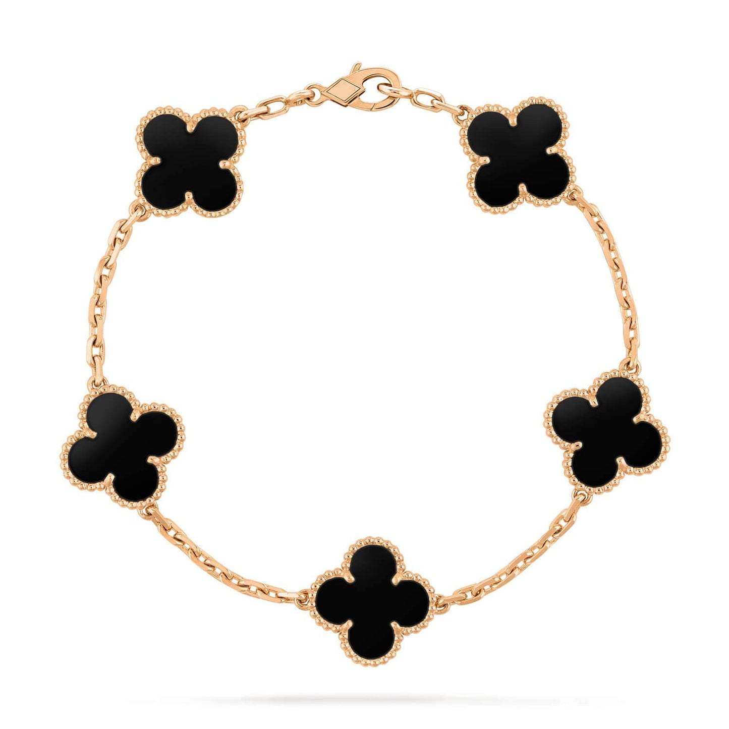 [Angela Jewellery]CLOVER  5 MOTIFS BLACK ONYX BRACELET
