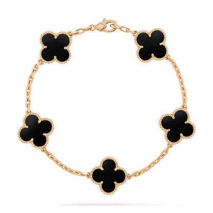[Angela Jewellery]CLOVER  5 MOTIFS BLACK ONYX BRACELET