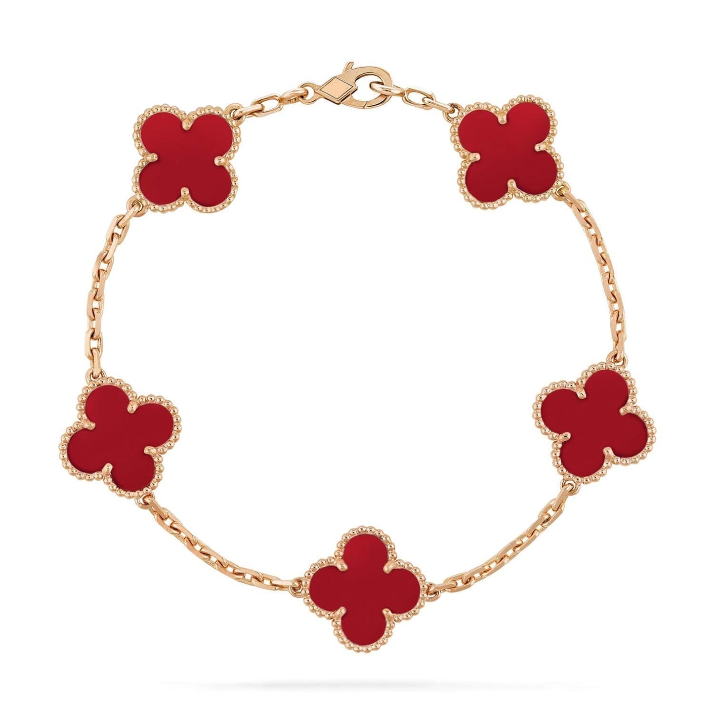 [Angela Jewellery]CLOVER 5 MOTIFS RED AGATE  BRACELET