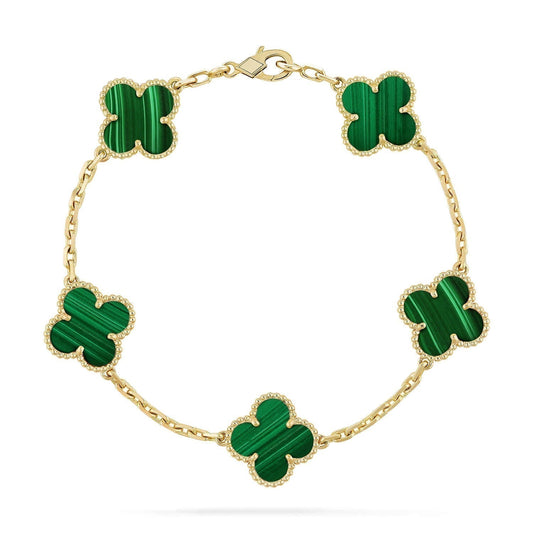 [Angela Jewellery]CLOVER 5 MOTIFS MALACHITE BRACELET