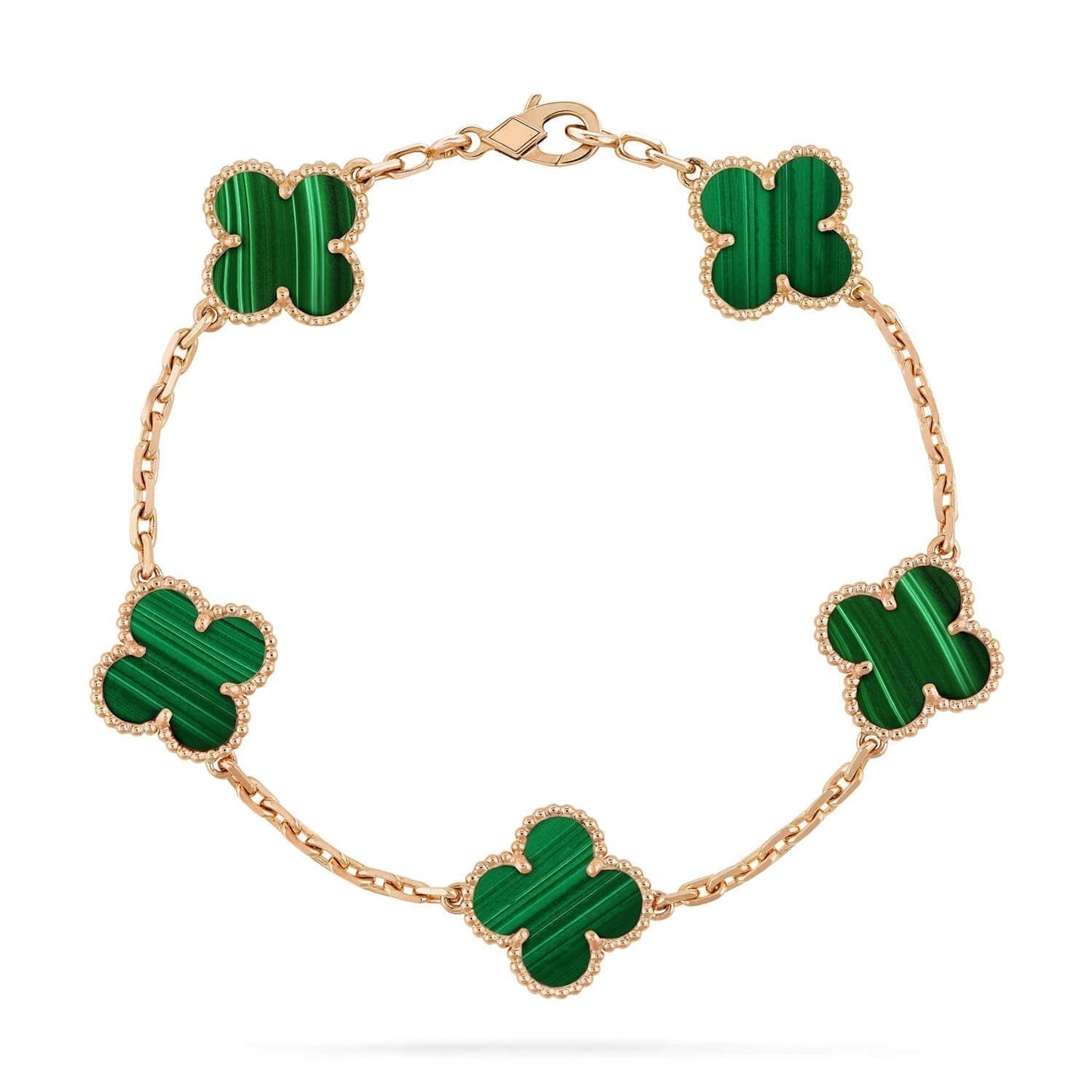 [Angela Jewellery]CLOVER 5 MOTIFS MALACHITE BRACELET
