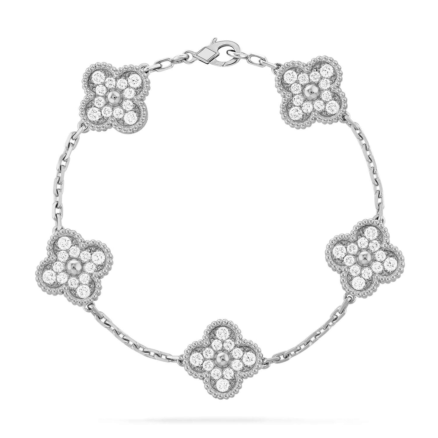 [Angela Jewellery]CLOVER 5 MOTIFS  DIAMOND BRACELET SILVER