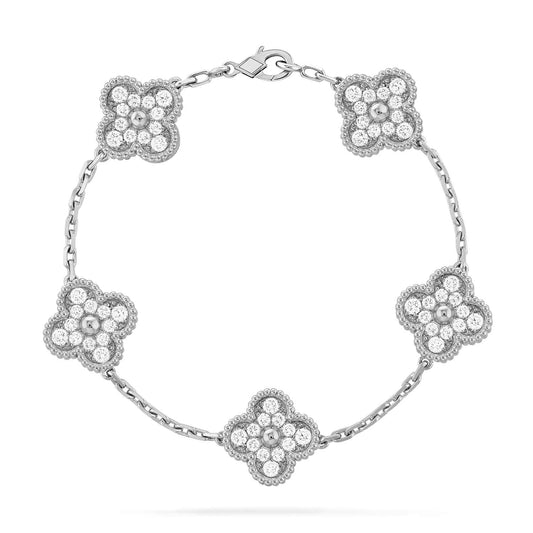 [Angela Jewellery]CLOVER 5 MOTIFS  DIAMOND BRACELET SILVER