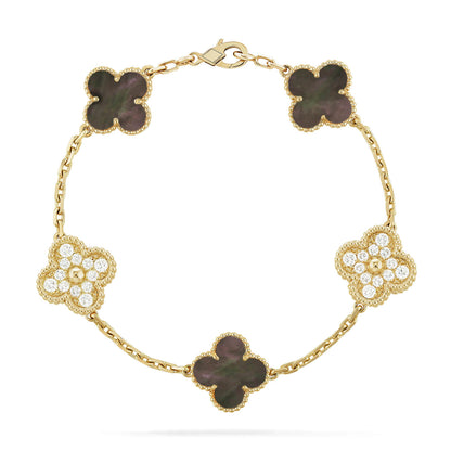 [Angela Jewellery]CLOVER 5 MOTIF GRAY MOP DIAMOND BRACELET