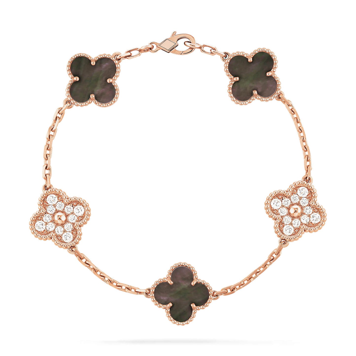 [Angela Jewellery]CLOVER 5 MOTIF GRAY MOP DIAMOND BRACELET