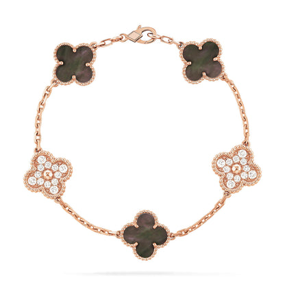 [Angela Jewellery]CLOVER 5 MOTIF GRAY MOP DIAMOND BRACELET