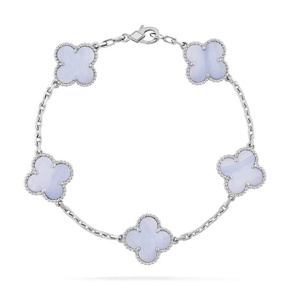 [Angela Jewellery]CLOVER  5 MOTIF PURPLE CHALCEDONY BRACELET SILVER