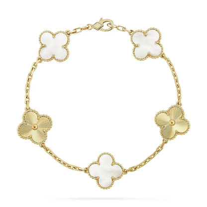[Angela Jewellery]CLOVER BRACELET 5 MOTIF WHITE MOP PINK GOLD
