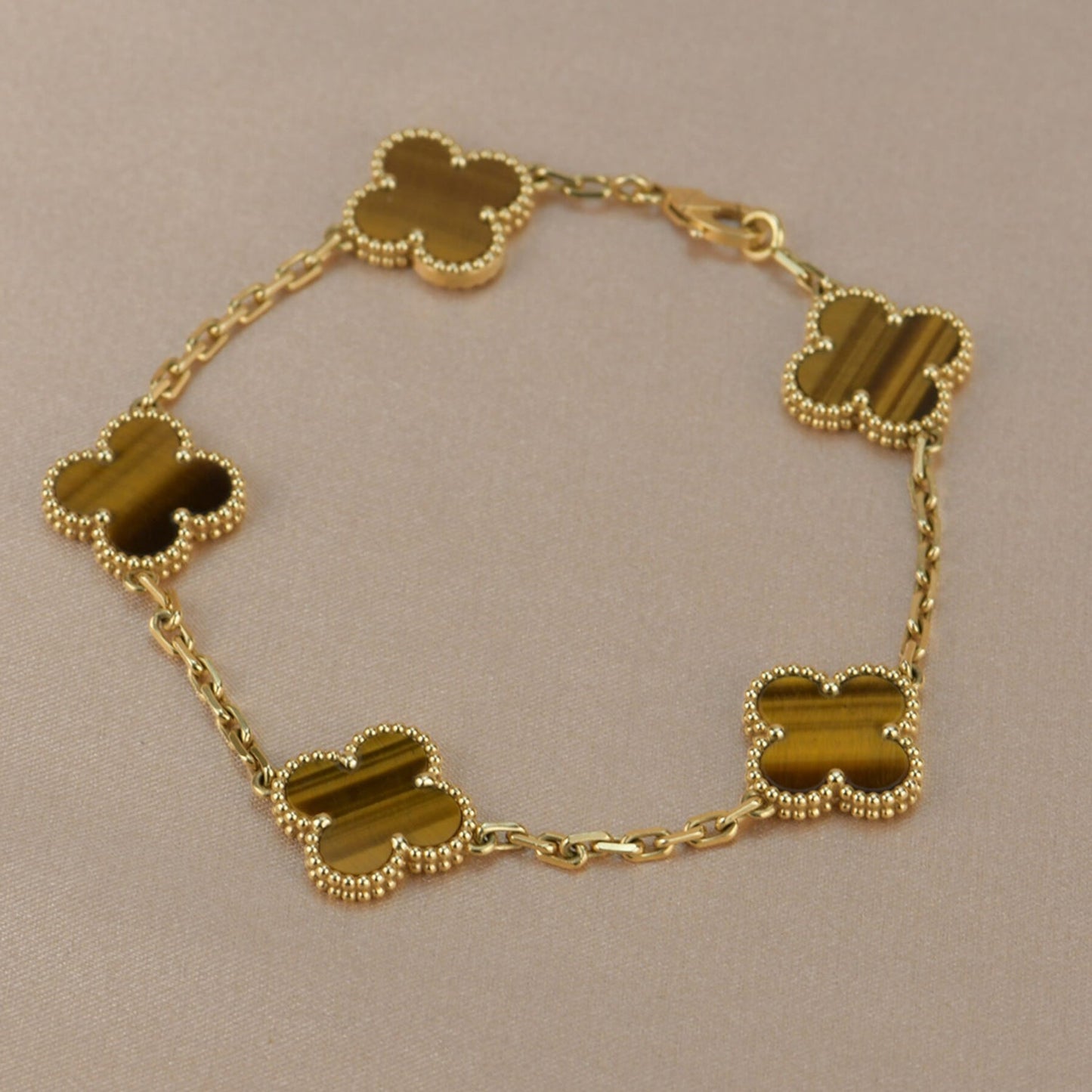 [Angela Jewellery]CLOVER  5 MOTIFS TIGER EYE BRACELET