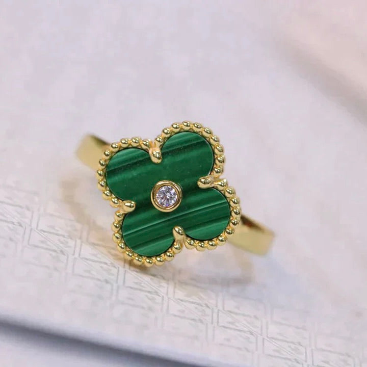 [Angela Jewellery]CLOVER MALACHITE RING GOLD DIAMOND