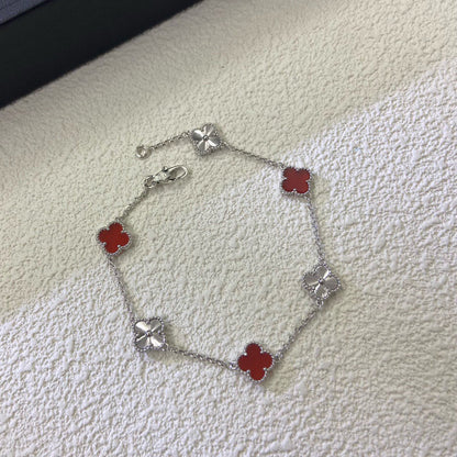 [Angela Jewellery]CLOVER 6 MOTIF RED AGATE LASER BRACELET