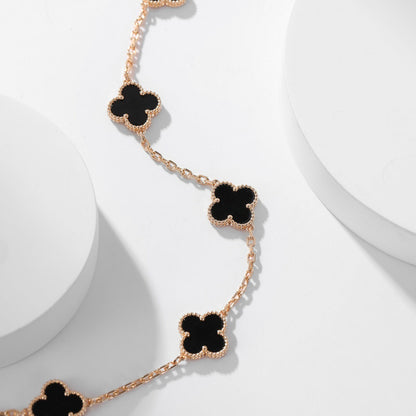 [Angela Jewellery]CLOVER 10 MOTIFS ONYX NECKLACE