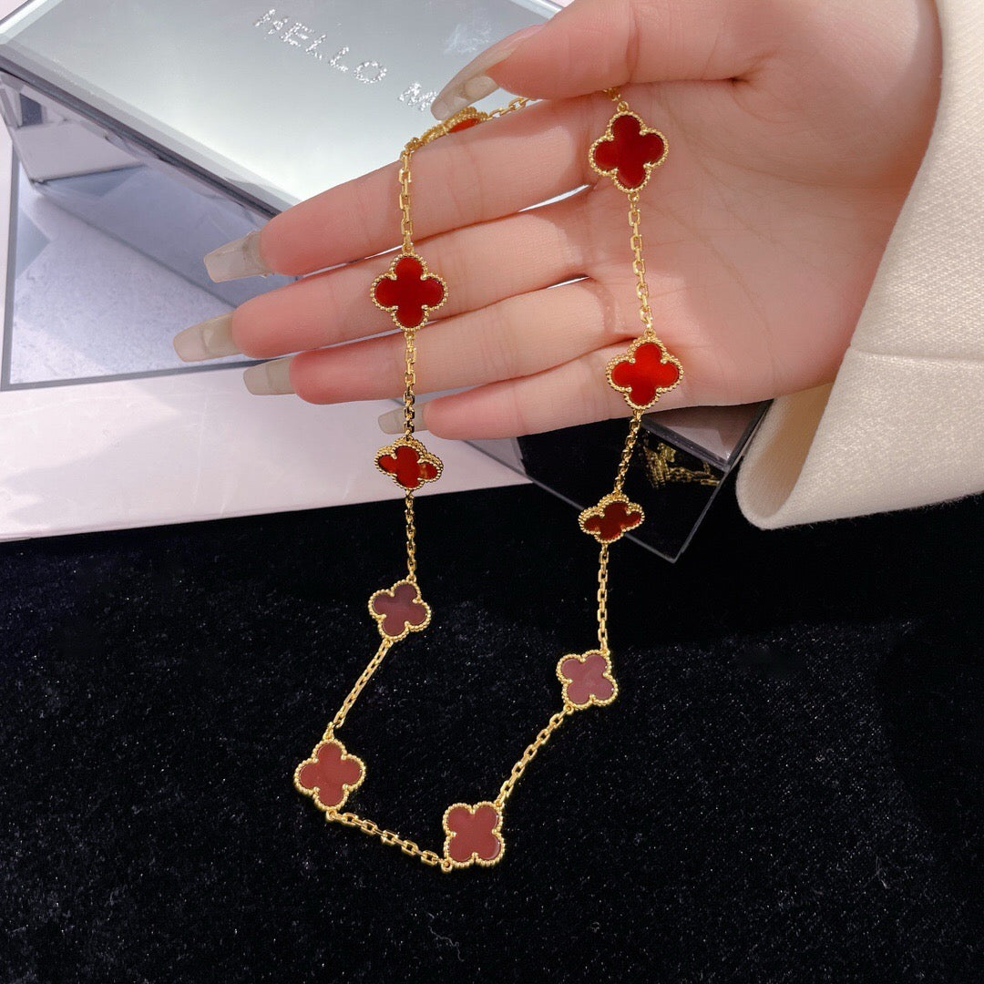 [Angela Jewellery]CLOVER 10 MOTIFS CARNELIAN NECKLACE