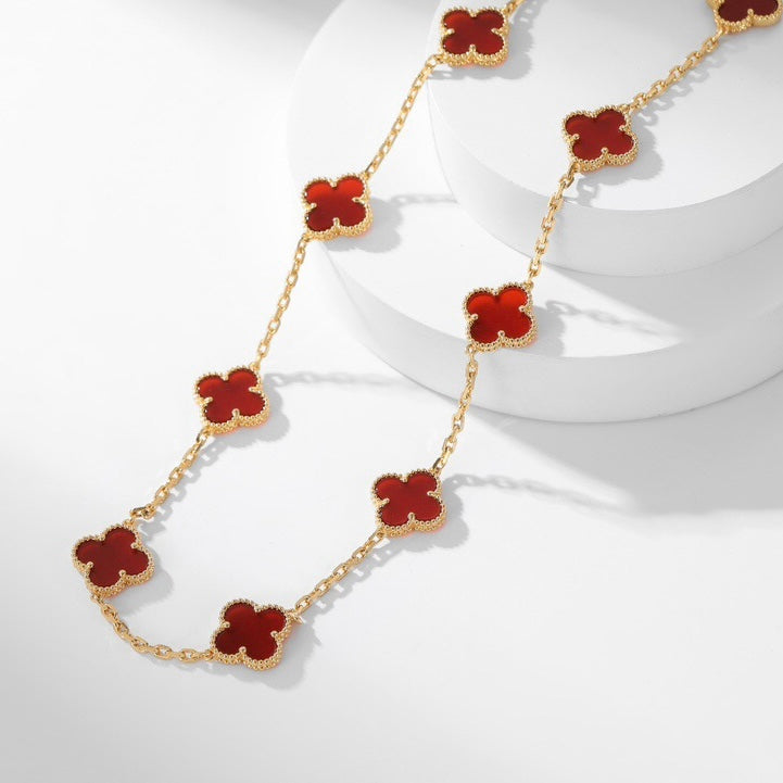 [Angela Jewellery]CLOVER 10 MOTIFS CARNELIAN NECKLACE