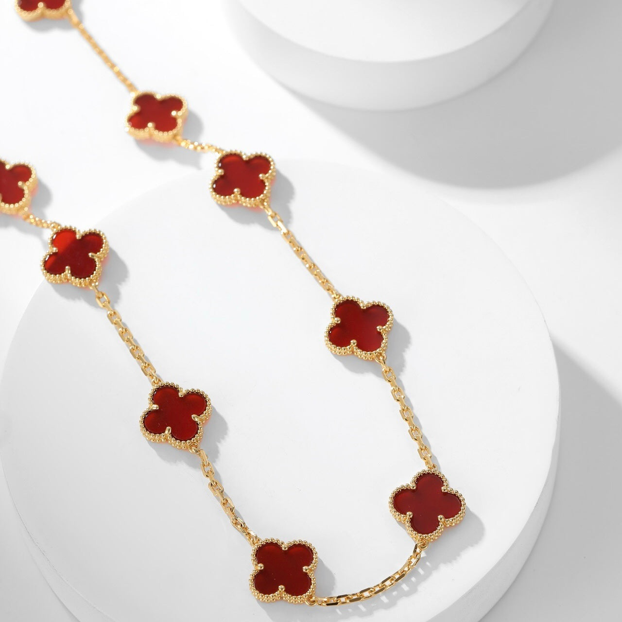 [Angela Jewellery]CLOVER 10 MOTIFS CARNELIAN NECKLACE