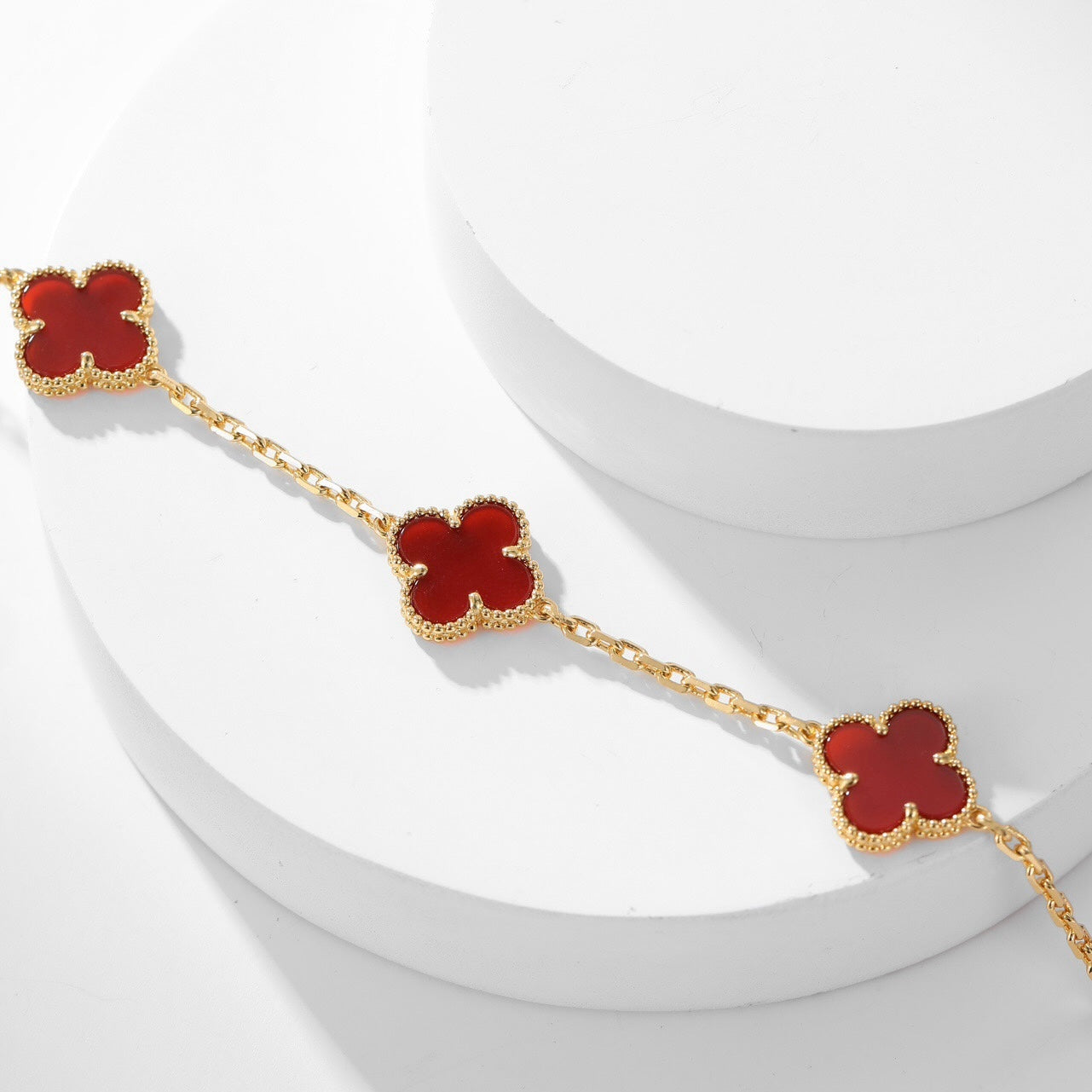 [Angela Jewellery]CLOVER 10 MOTIFS CARNELIAN NECKLACE