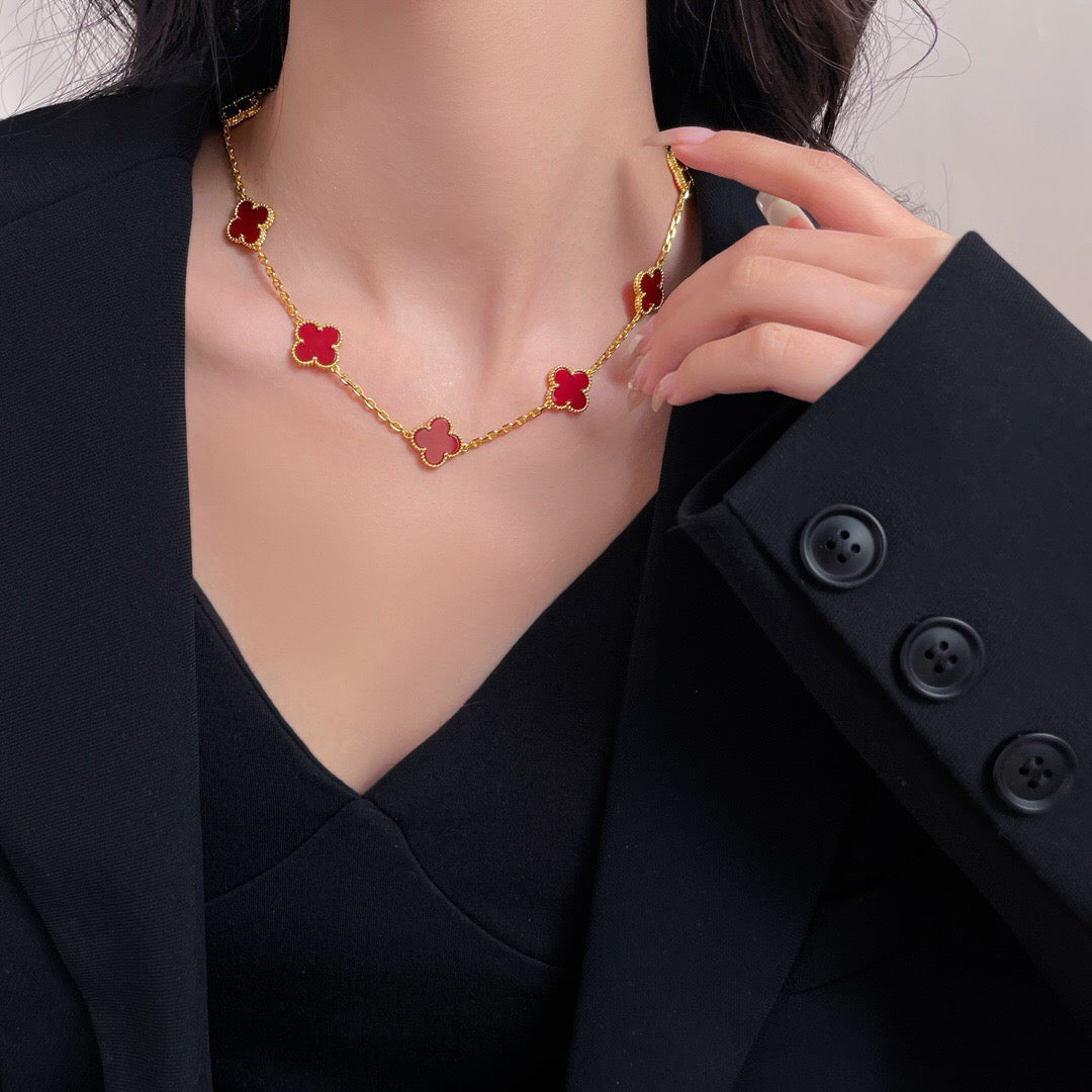 [Angela Jewellery]CLOVER 10 MOTIFS CARNELIAN NECKLACE