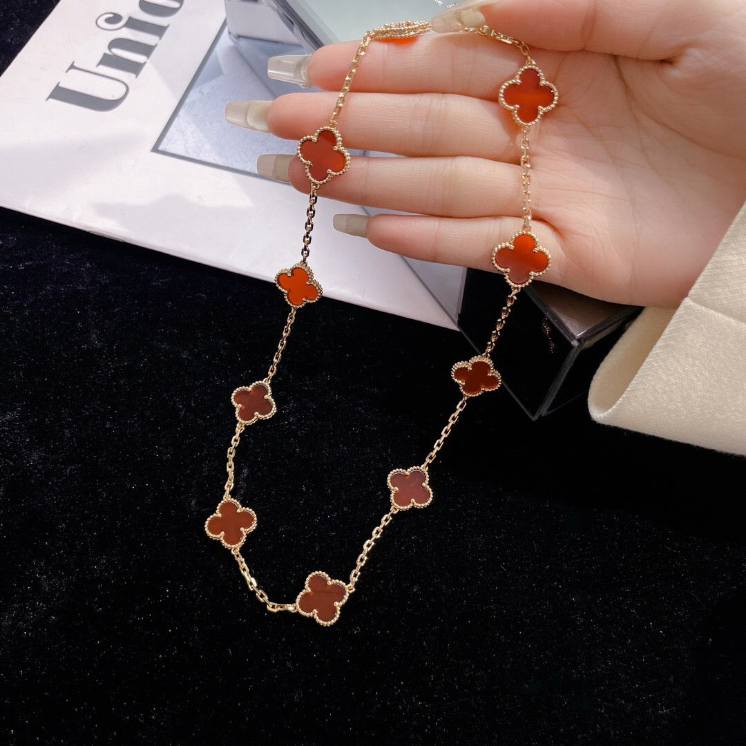 [Angela Jewellery]CLOVER 10 MOTIFS CARNELIAN NECKLACE