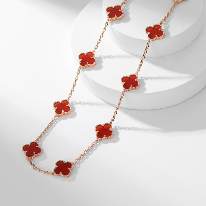 [Angela Jewellery]CLOVER 10 MOTIFS CARNELIAN NECKLACE