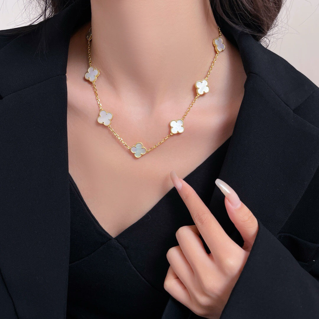 [Angela Jewellery]CLOVER 10 MOTIFS WHITE MOTHER OF PEARL NECKLACE