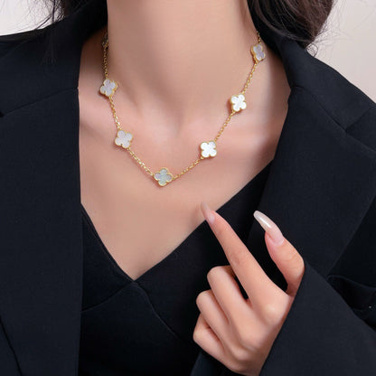 [Angela Jewellery]CLOVER 10 MOTIFS WHITE MOTHER OF PEARL NECKLACE