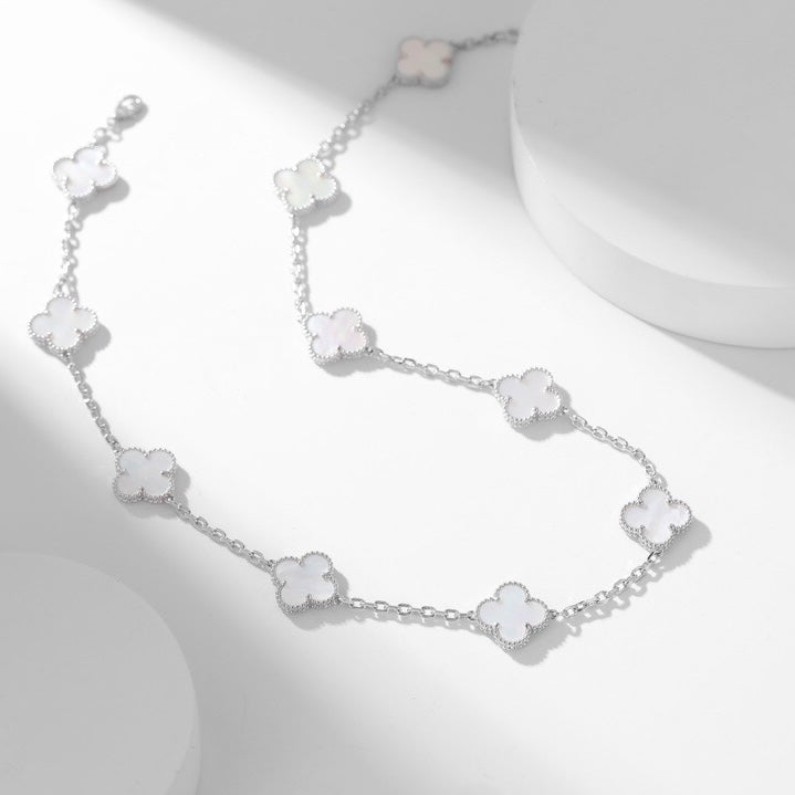 [Angela Jewellery]CLOVER 10 MOTIFS WHITE MOTHER OF PEARL NECKLACE