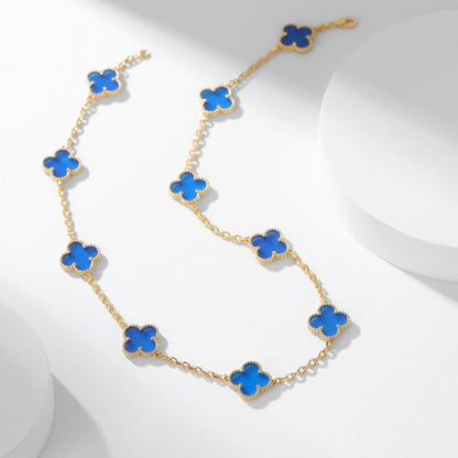 [Angela Jewellery]CLOVER 10 MOTIFS BLUE AGATE NECKLACE
