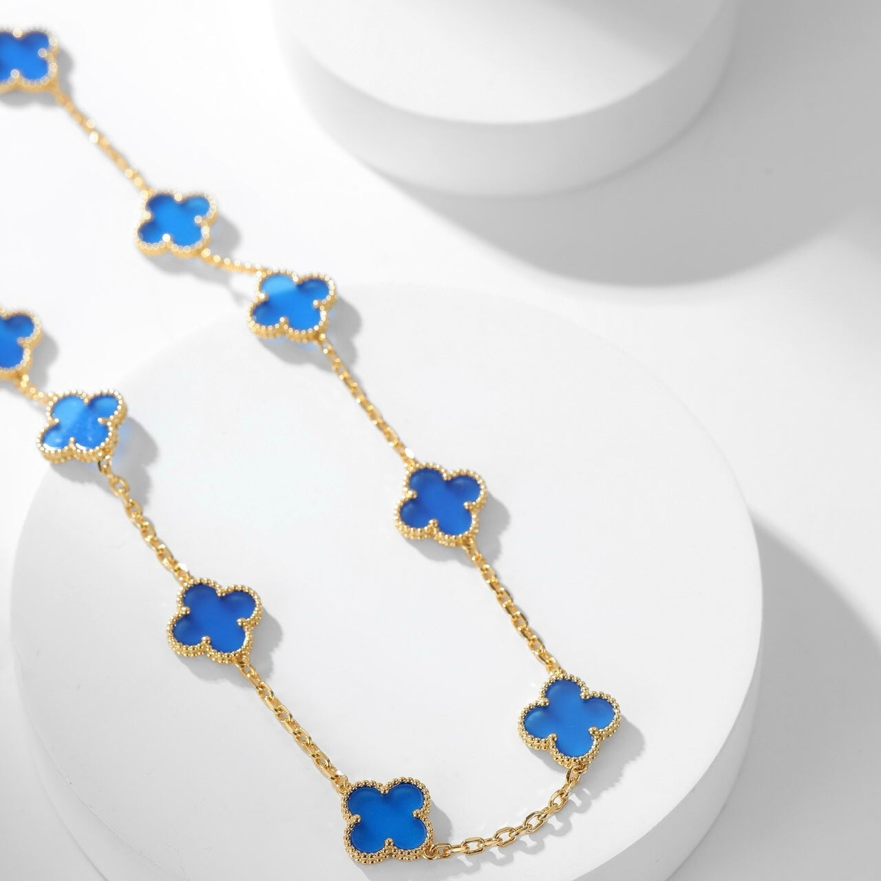 [Angela Jewellery]CLOVER 10 MOTIFS BLUE AGATE NECKLACE