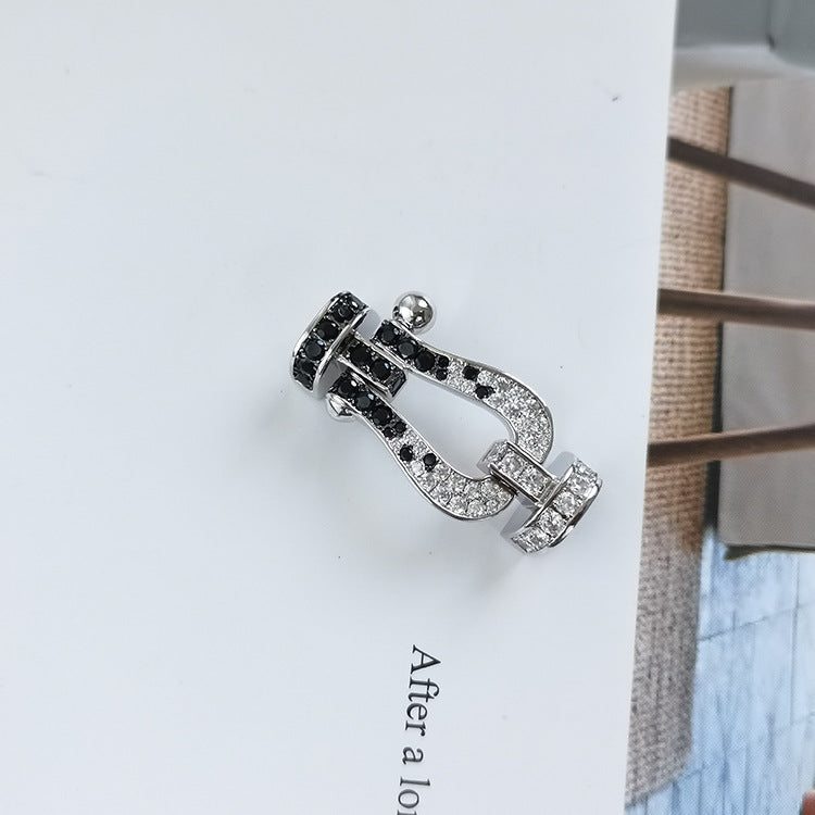 [Angela Jewellery]FORCE LARGE HORSESHOE BLACK WHITE DIAMOND BRACELET ROSE GOLD