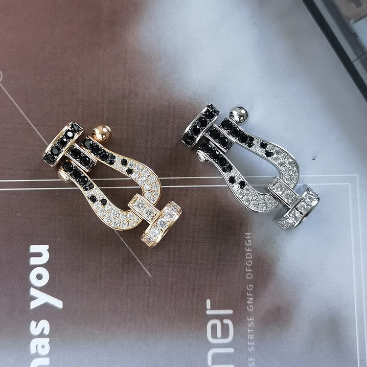 [Angela Jewellery]FORCE LARGE HORSESHOE BLACK WHITE DIAMOND BRACELET ROSE GOLD