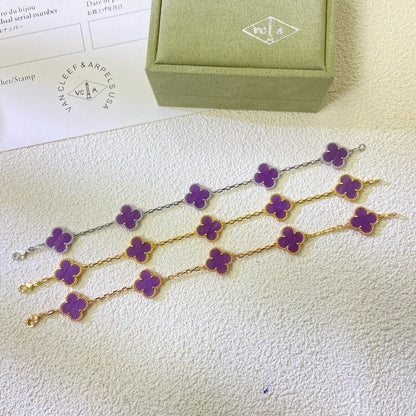 [Angela Jewellery]CLOVER  5 MOTIFS  PURPLE VIOLET BRACELET