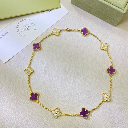 [Angela Jewellery]CLOVER 10 MOTIFS  PURPLE VIOLET DIAMOND NECKLACE