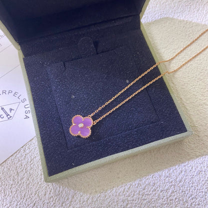 [Angela Jewellery]CLOVER 15MM DIAMOND  PURPLE VIOLET NECKLACE