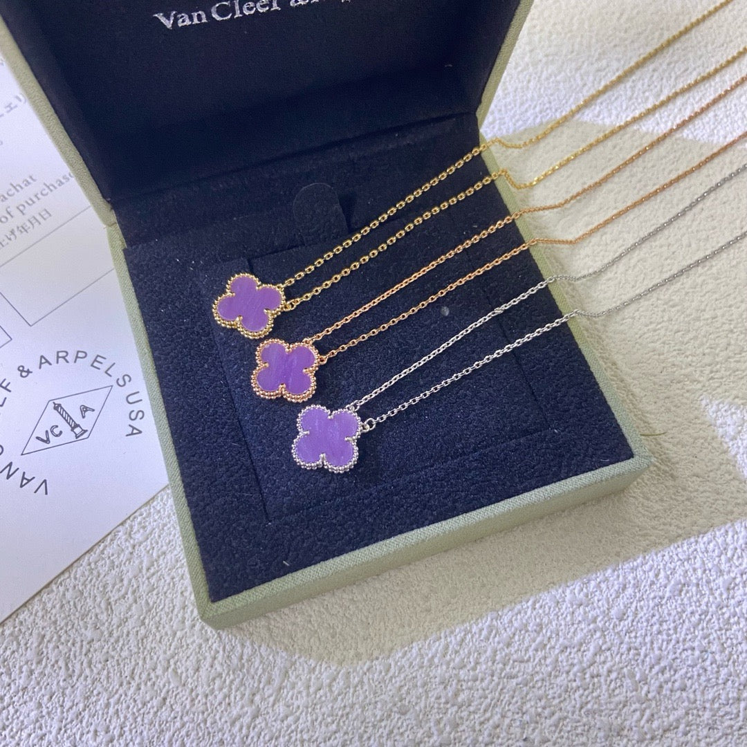 [Angela Jewellery]CLOVER 15MM  PURPLE VIOLET NECKLACE