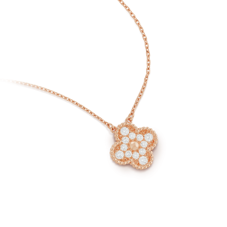 [Angela Jewellery]CLOVER 15MM DIAMOND SINGLE FLOWER NECKLACE
