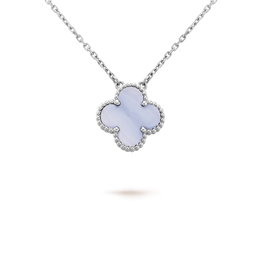 [Angela Jewellery]CLOVER 15MM BLUE CHALCEDONY NECKLACE SILVER